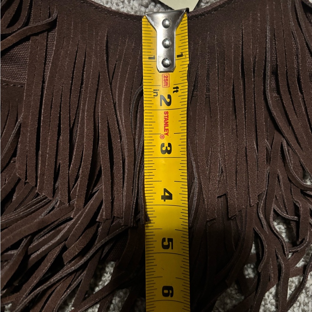 American Eagle Boho Fringe Mini Purse Bag Brown - Picture 7 of 7